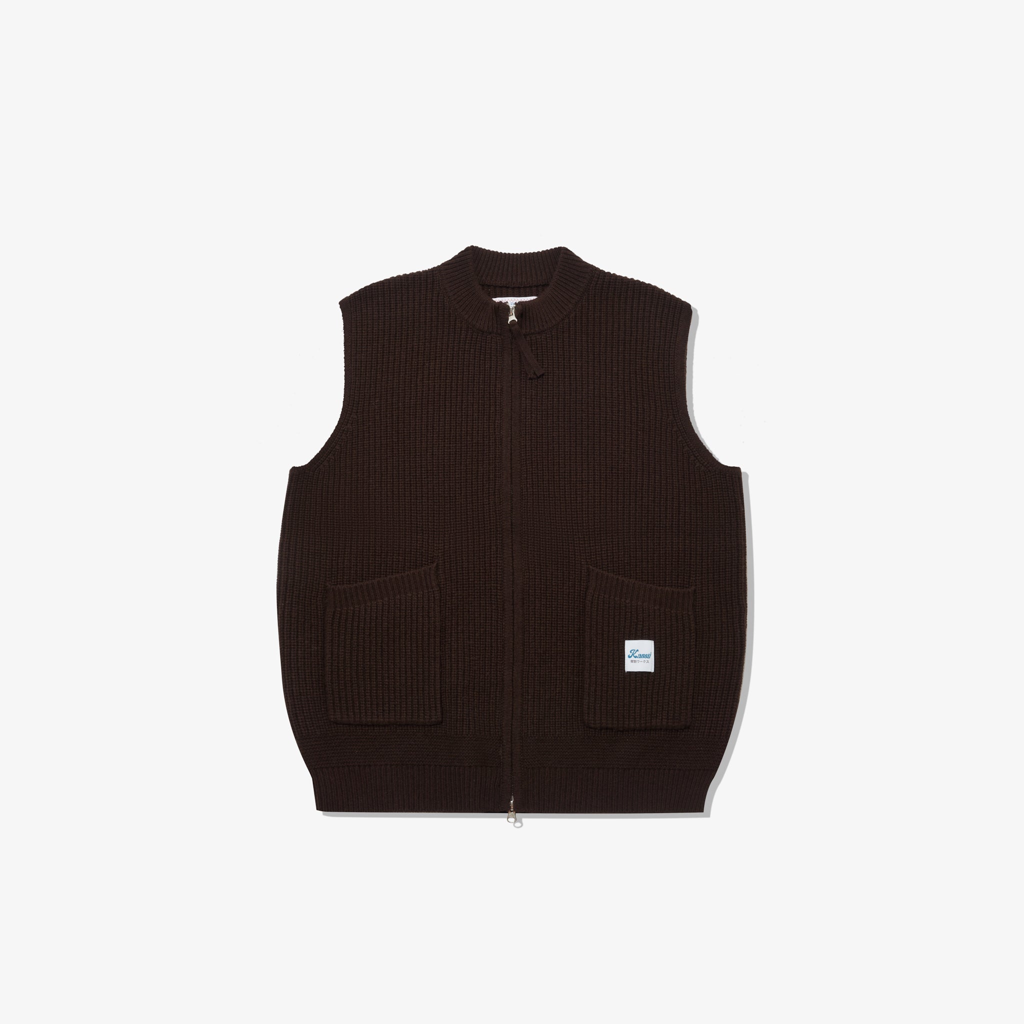 Rib Wool Zip Up Vest