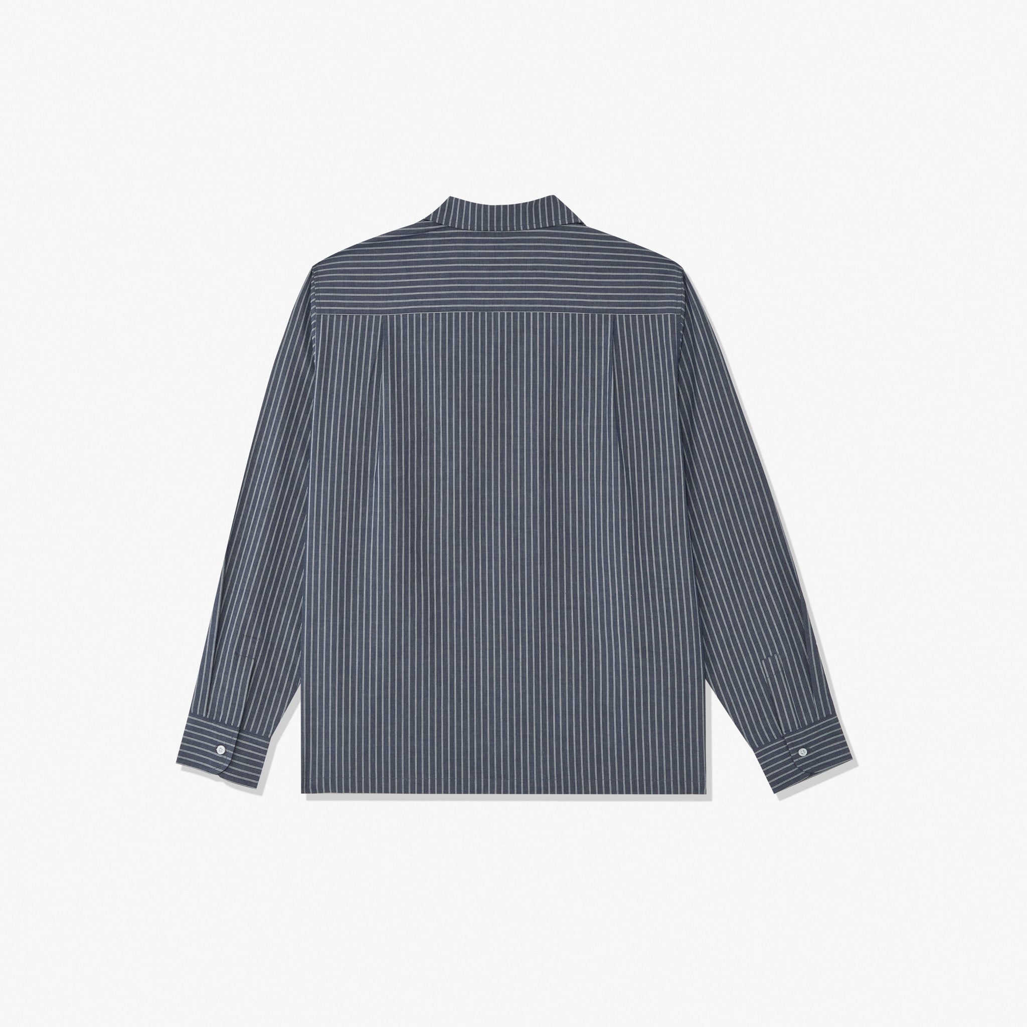 Camp Collar Long Sleeved Striped Shirt