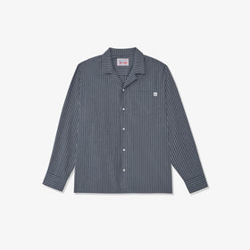 Camp Collar Long Sleeved Striped Shirt
