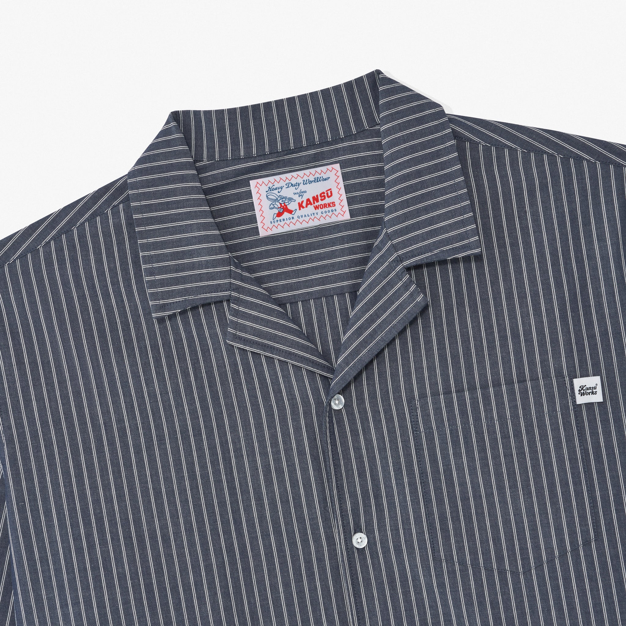Camp Collar Long Sleeved Striped Shirt