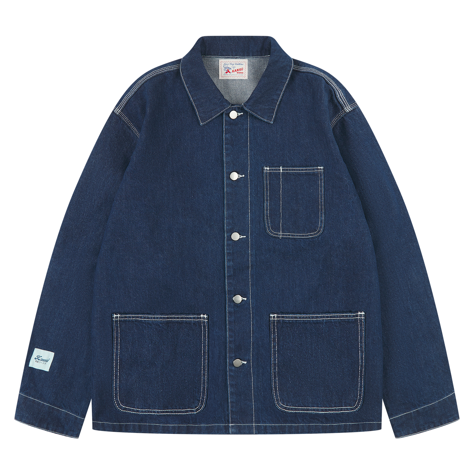 Japanese Selvedge Denim French Chore Jacket - Indigo